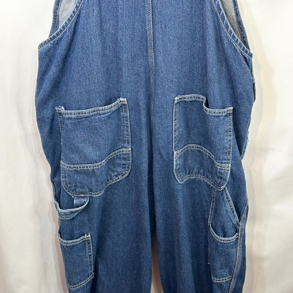 Berne Mens 36x32 Denim Bib Overalls Dark Wash Workwear Blue Cotton Carpenter B - Picture 11 of 12